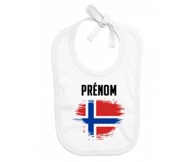 Bavoir bébé personnalisé Drapeau effet pinceau Île Bouvet avec prénom