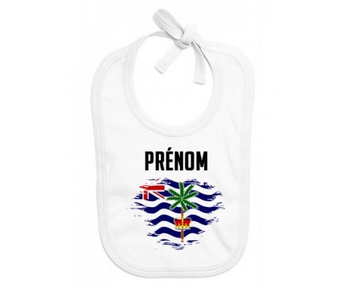 Bavoir bébé personnalisé Drapeau effet pinceau Territoire britannique de l'océan Indien avec prénom