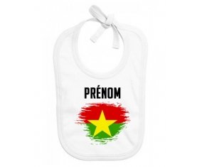 Bavoir bébé personnalisé Drapeau effet pinceau Burkina Faso avec prénom