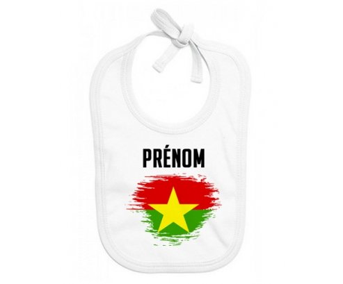 Bavoir bébé personnalisé Drapeau effet pinceau Burkina Faso avec prénom