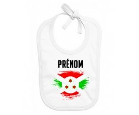 Bavoir bébé personnalisé Drapeau effet pinceau Burundi avec prénom