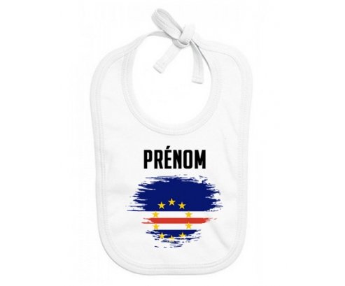 Bavoir bébé personnalisé Drapeau effet pinceau Cap-Vert avec prénom