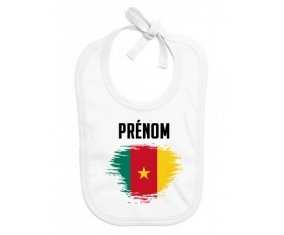 Bavoir bébé personnalisé Drapeau effet pinceau Cameroun avec prénom