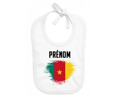 Bavoir bébé personnalisé Drapeau effet pinceau Cameroun avec prénom