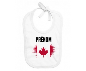 Bavoir bébé personnalisé Drapeau effet pinceau Canada avec prénom