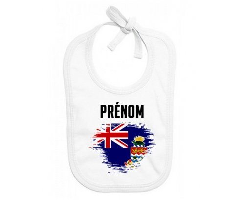 Bavoir bébé personnalisé Drapeau effet pinceau Îles Caïmans avec prénom