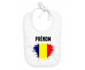 Bavoir bébé personnalisé Drapeau effet pinceau Tchad avec prénom