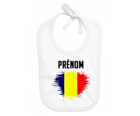 Bavoir bébé personnalisé Drapeau effet pinceau Tchad avec prénom