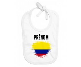 Bavoir bébé personnalisé Drapeau effet pinceau Colombie avec prénom