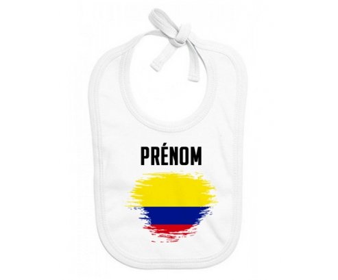 Bavoir bébé personnalisé Drapeau effet pinceau Colombie avec prénom