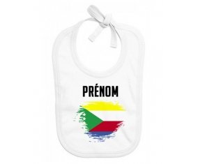 Bavoir bébé personnalisé Drapeau effet pinceau Comores avec prénom