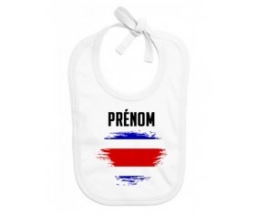 Bavoir bébé personnalisé Drapeau effet pinceau Costa Rica avec prénom