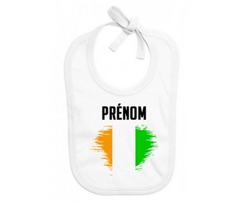 Bavoir bébé personnalisé Drapeau effet pinceau Côte d'Ivoire avec prénom