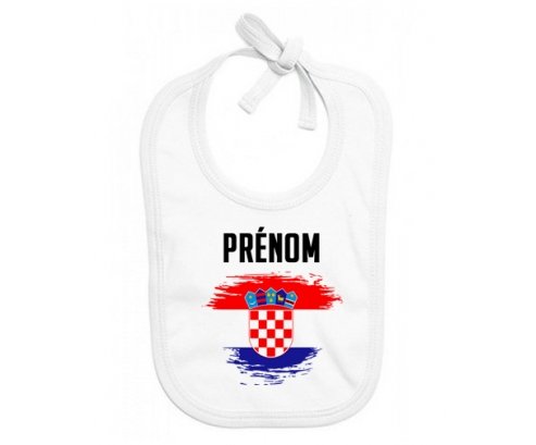 Bavoir bébé personnalisé Drapeau effet pinceau Croatie avec prénom