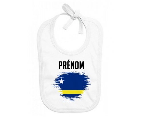 Bavoir bébé personnalisé Drapeau effet pinceau Curacao avec prénom