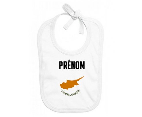 Bavoir bébé personnalisé Drapeau effet pinceau Chypre avec prénom