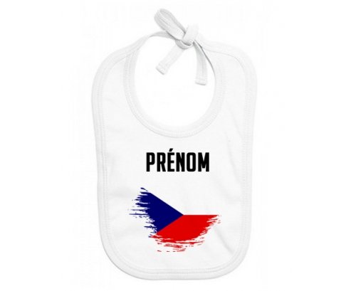 Bavoir bébé personnalisé Drapeau effet pinceau République Tchèque avec prénom