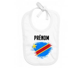 Bavoir bébé personnalisé Drapeau effet pinceau République Démocratique du Congo avec prénom