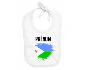 Bavoir bébé personnalisé Drapeau effet pinceau Djibouti avec prénom