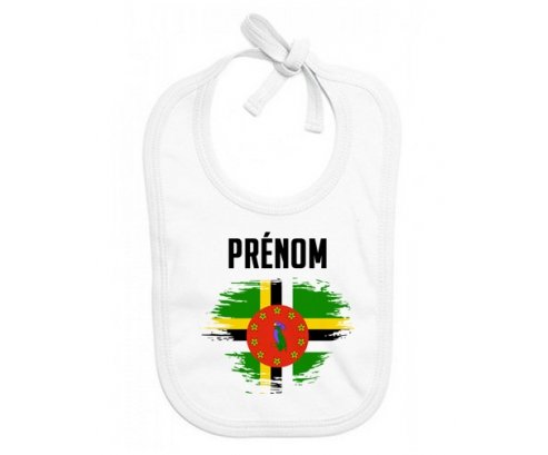 Bavoir bébé personnalisé Drapeau effet pinceau Dominique avec prénom