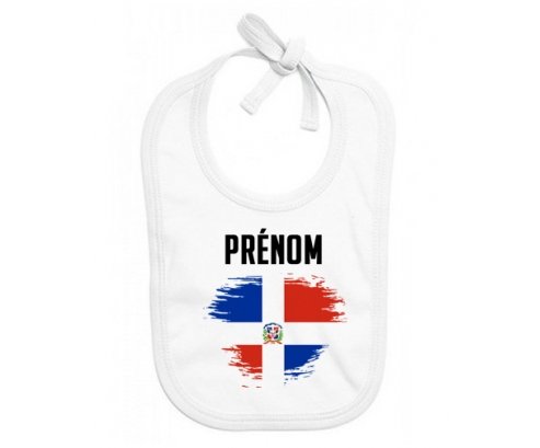 Bavoir bébé personnalisé Drapeau effet pinceau République Dominicaine avec prénom