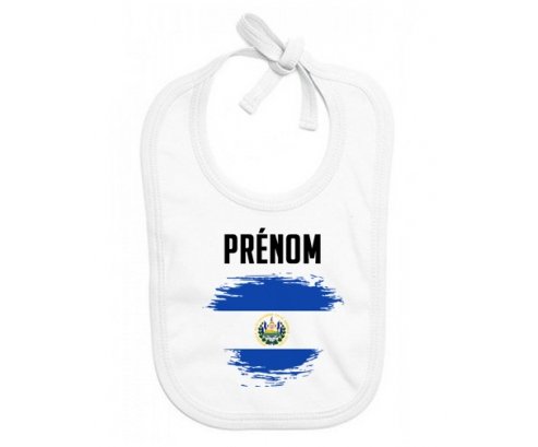 Bavoir bébé personnalisé Drapeau effet pinceau Le Salvador avec prénom