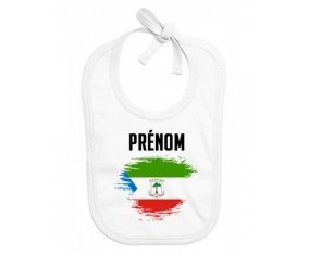 Bavoir bébé personnalisé Drapeau effet pinceau Guinée Équatoriale avec prénom