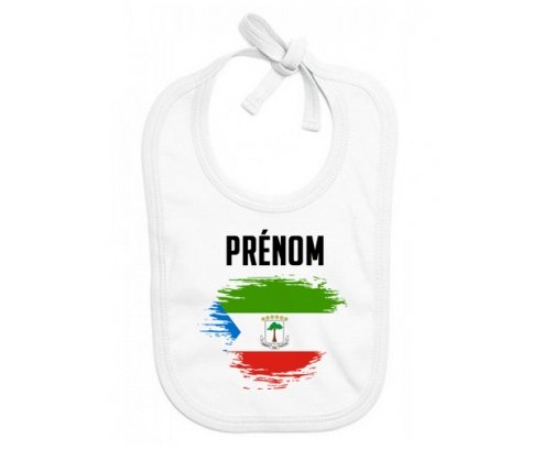 Bavoir bébé personnalisé Drapeau effet pinceau Guinée Équatoriale avec prénom