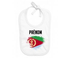 Bavoir bébé personnalisé Drapeau effet pinceau Érythrée avec prénom