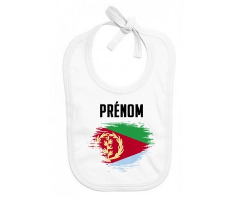 Bavoir bébé personnalisé Drapeau effet pinceau Érythrée avec prénom