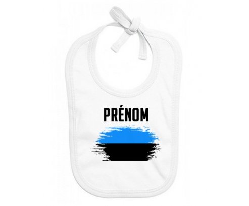Bavoir bébé personnalisé Drapeau effet pinceau Estonie avec prénom