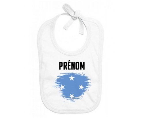 Bavoir bébé personnalisé Drapeau effet pinceau États fédérés de Micronésie avec prénom