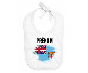 Bavoir bébé personnalisé Drapeau effet pinceau Fidji avec prénom