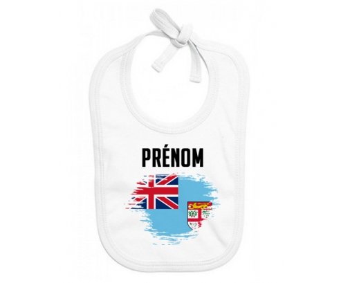 Bavoir bébé personnalisé Drapeau effet pinceau Fidji avec prénom