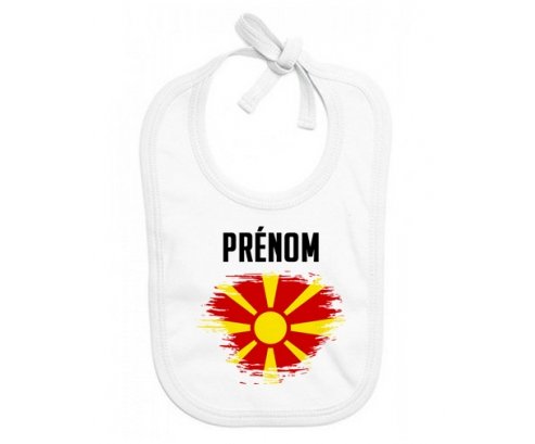 Bavoir bébé personnalisé Drapeau effet pinceau Macédoine du Nord avec prénom