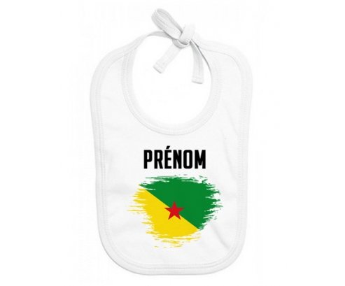 Bavoir bébé personnalisé Drapeau effet pinceau Guyane Française avec prénom