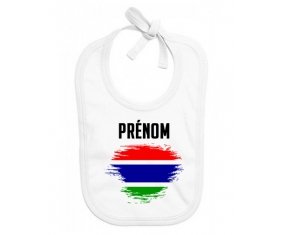 Bavoir bébé personnalisé Drapeau effet pinceau Gambie avec prénom