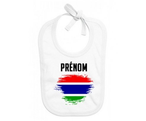 Bavoir bébé personnalisé Drapeau effet pinceau Gambie avec prénom