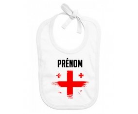 Bavoir bébé personnalisé Drapeau effet pinceau Géorgie avec prénom