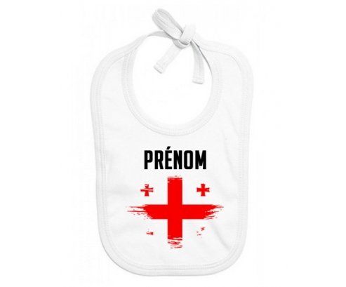 Bavoir bébé personnalisé Drapeau effet pinceau Géorgie avec prénom