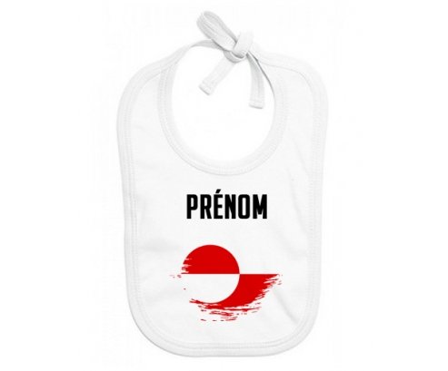 Bavoir bébé personnalisé Drapeau effet pinceau Groenland avec prénom