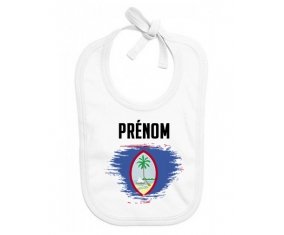 Bavoir bébé personnalisé Drapeau effet pinceau Guam avec prénom