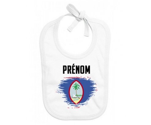 Bavoir bébé personnalisé Drapeau effet pinceau Guam avec prénom
