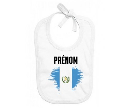 Bavoir bébé personnalisé Drapeau effet pinceau Guatemala avec prénom