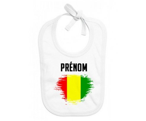 Bavoir bébé personnalisé Drapeau effet pinceau Guinée Bissau avec prénom