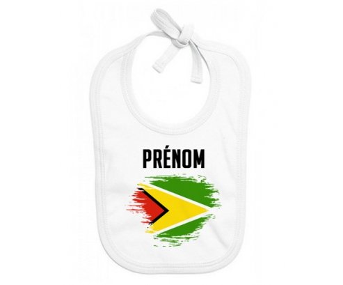 Bavoir bébé personnalisé Drapeau effet pinceau Guyane avec prénom