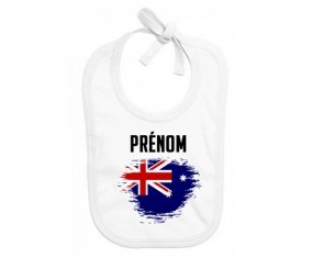 Bavoir bébé personnalisé Drapeau effet pinceau Îles Heard et Mcdonald avec prénom