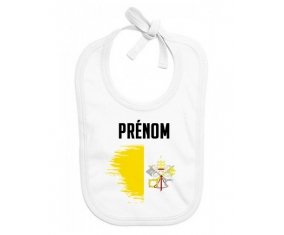 Bavoir bébé personnalisé Drapeau effet pinceau Saint-Siège avec prénom