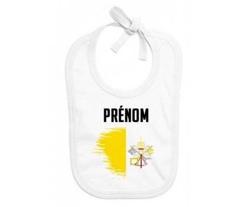 Bavoir bébé personnalisé Drapeau effet pinceau Saint-Siège avec prénom