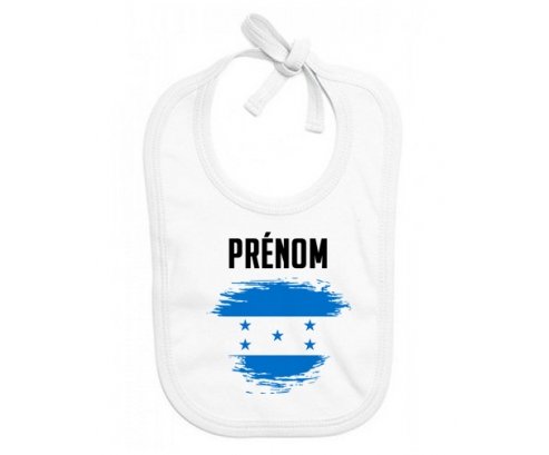Bavoir bébé personnalisé Drapeau effet pinceau Honduras avec prénom